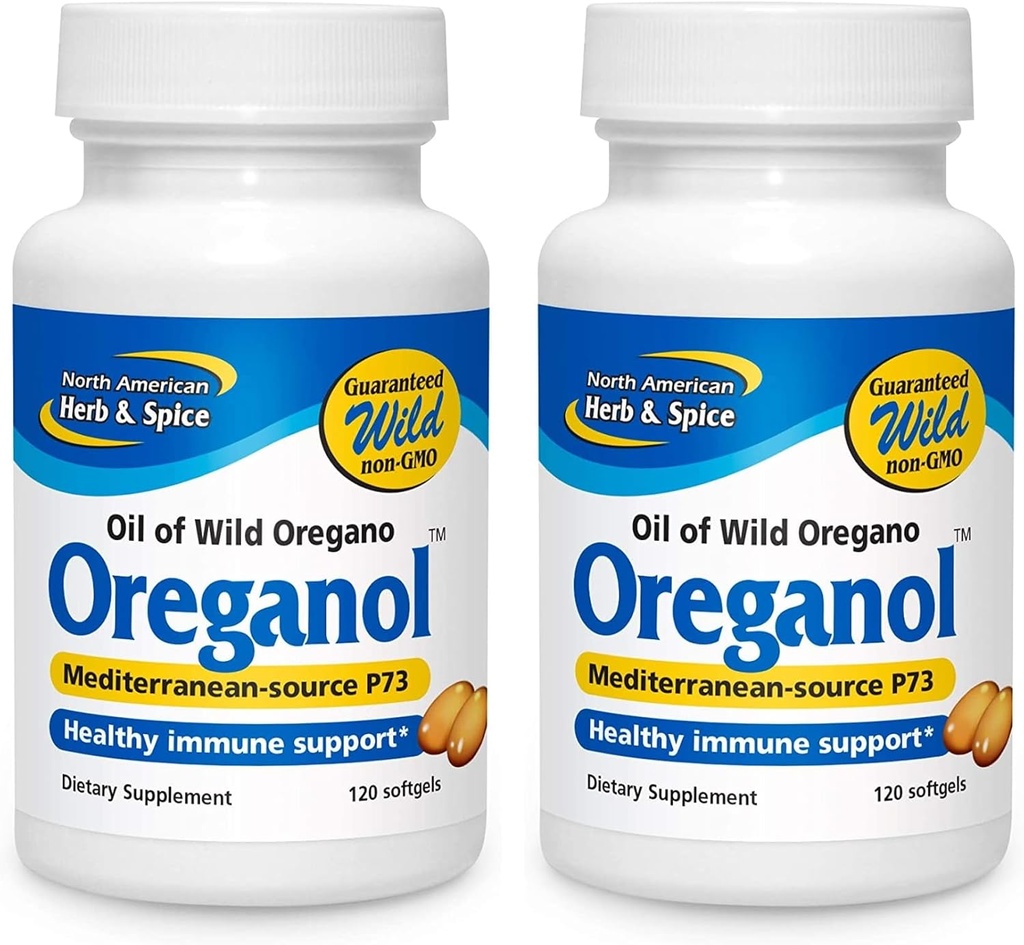SEVERNÍ AMERICAN HERB & SPICE Oreganol P73 - Balení 2, 120 Softgels - Nezpracované, Vegan- Friendly Wild Oregano - Středozemní zdroj - Non- GMO - 240 Celkem Service