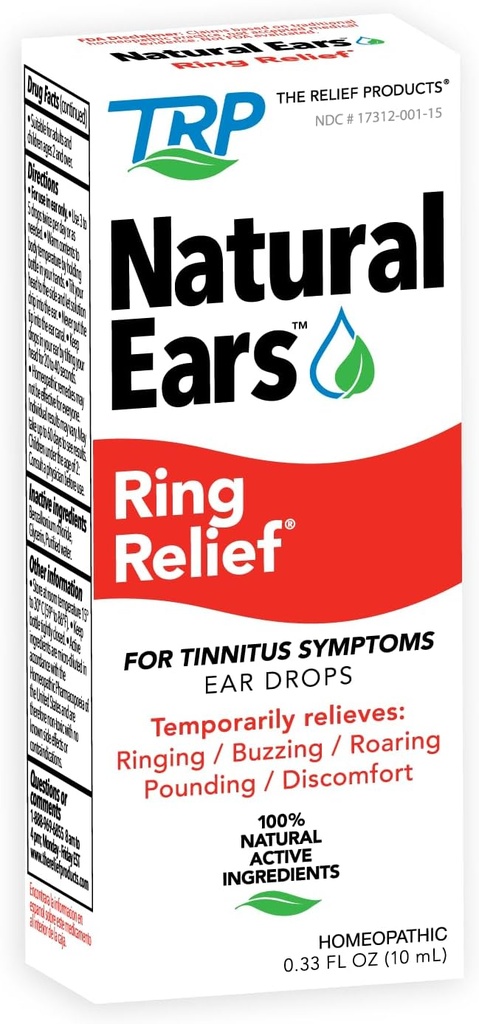 Relief Products Ring Relief Ušní kapky Formule - 100% přírodní aktivní složky Tinnitus Relief pro vyzvánění Uší - 0.33 Fl. Oz.