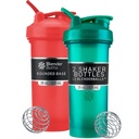 BlenderBottle Classic V2 Shaker Bottle Perfect for Protein Shakes and Pre Workout, 28- Ounce (2 balení), červená, zelená