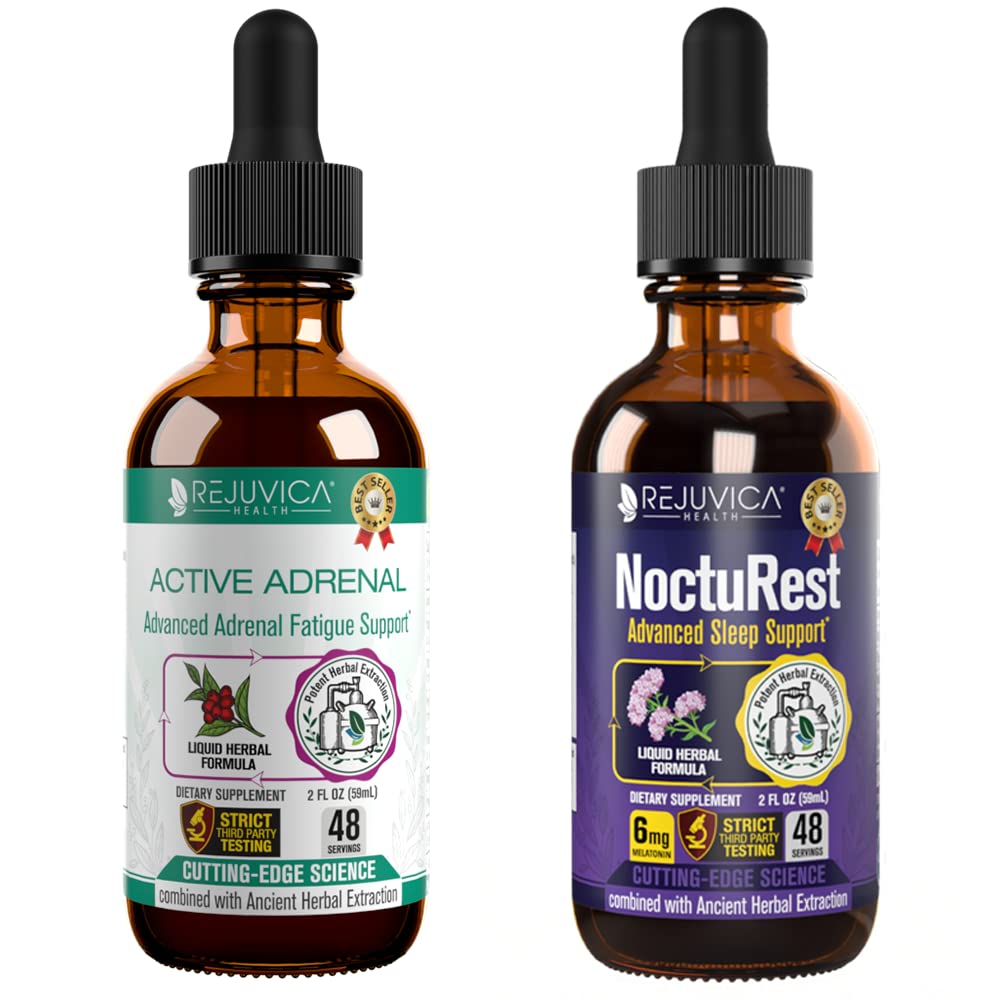Aktivní Adrenal + NoctuRest - Podporuje Adrenal Health + Sleep - Liquid Delivery for Better Absorption - Rhoddiola, Hops, Holy Basil, Melatonin, Ashwagandha & Více!