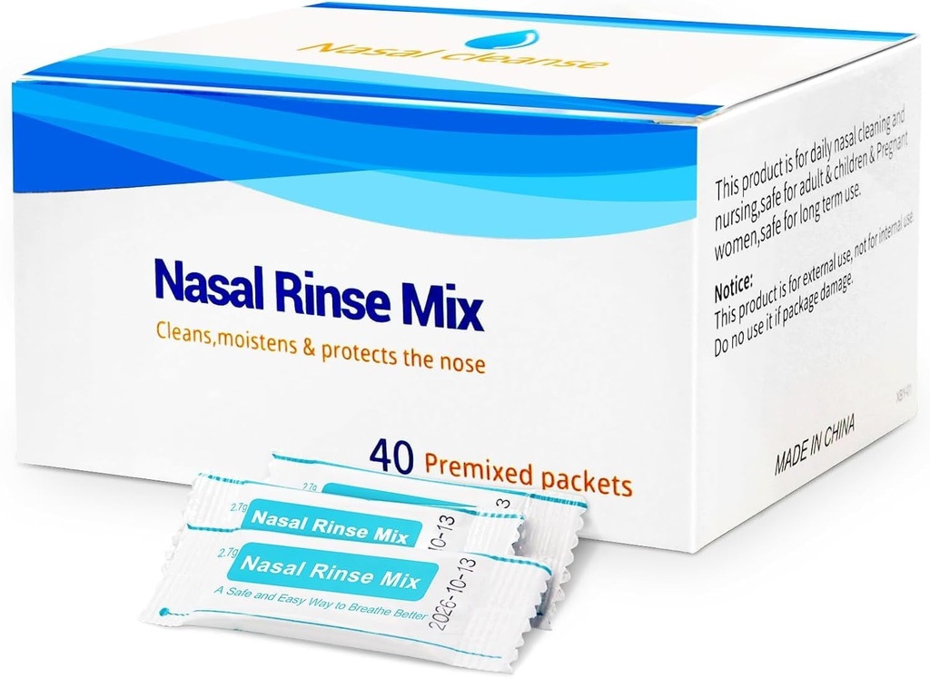 40 Pre- Mixed Saline Packets Sinus Rinse pro Neti Pots a Nasal zavlažovací systémy, Salt Packets Efektivní Sinus Rinse pro alergie a zácpy