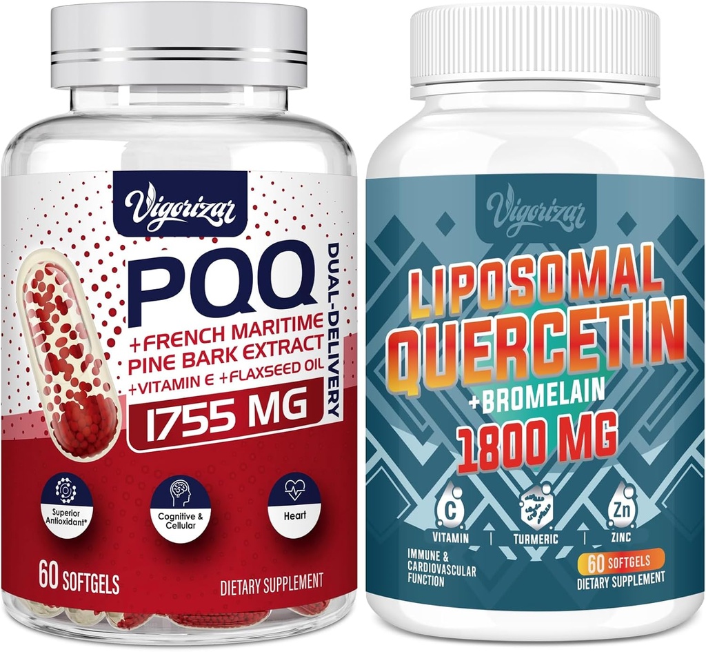 Birsppy Vigorizar French Maritime Pine Bark Extract with Dual- Delivery + 1600 MG Liposomal Quercetin Phytosome