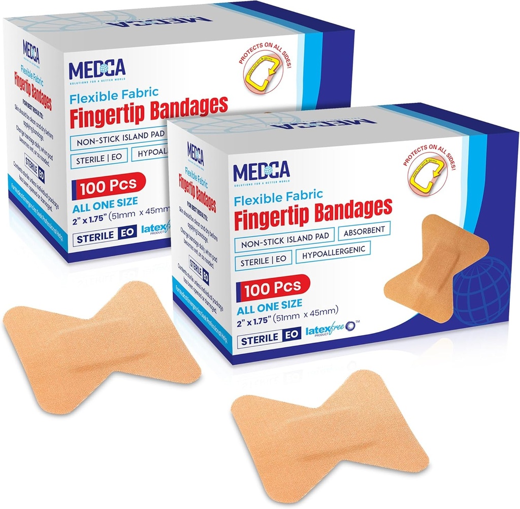 Flex Fabric Adhesive Bandages - Finger- Tip bandages for Finger Care and to Protect Wounds from Infection - (200 Count)
