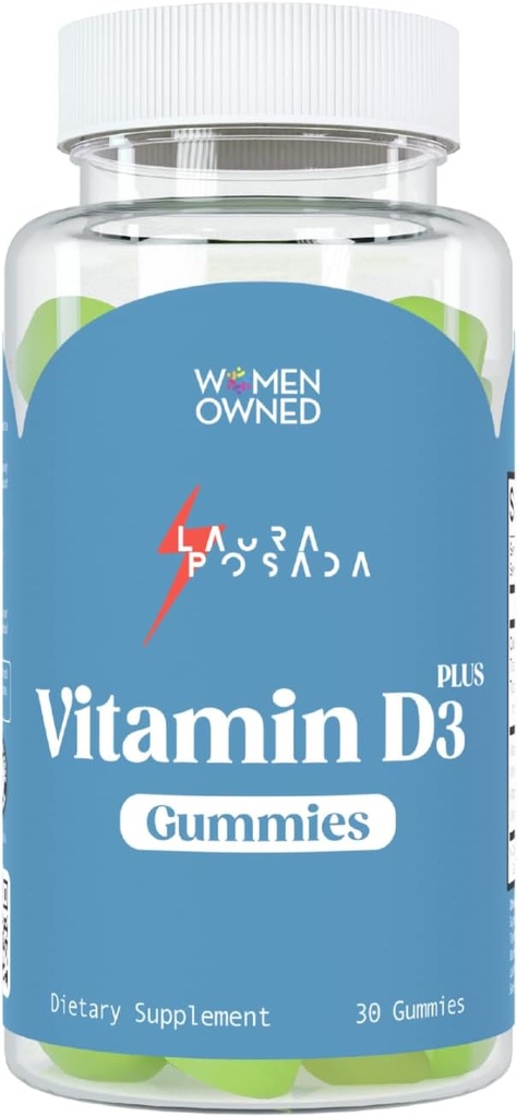 Laura Posada Vitamin D3 Plus Gummies 30 Počet D3, A, K pro absorpci vápníku, Menopauza imunitní podpora, Kostní a srdeční zdraví, Hormon Optimalizace - Non- GMO gluten zdarma 100% přírodní vyrobené v USA