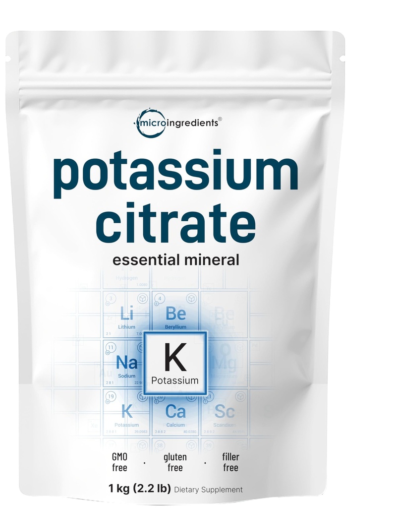 Americký původ Citrát draselný prášek, 1 KG (35 Ounce) 124; Základní Hydratační Electrolyte dodatek CF124; Podporuje minerální bilance, srdce, společné a imunitní zdraví CF124; Vegan Friendly