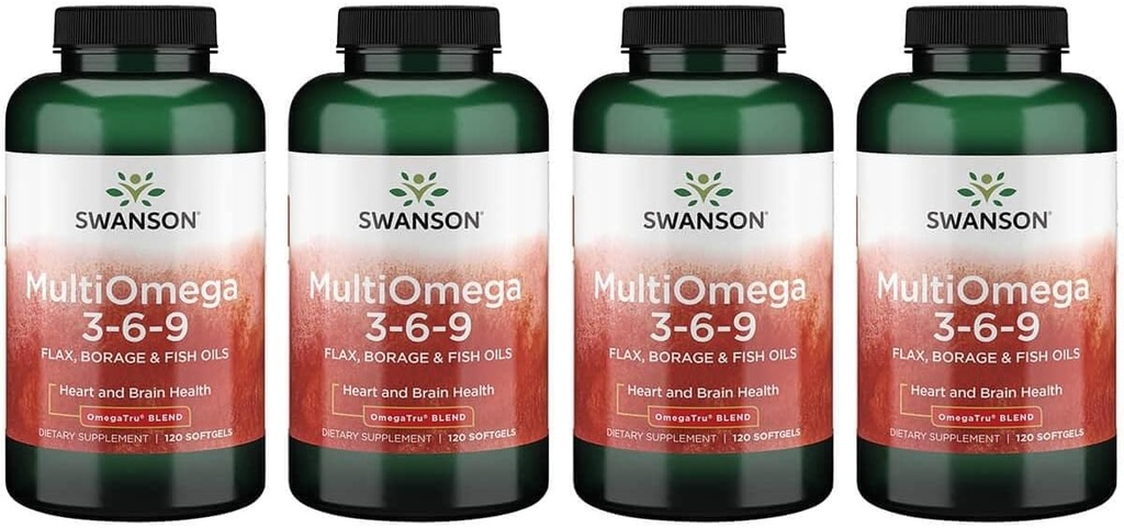 Swanson Multiomega 3-6-9 (Flax Borage Fish) 2400 Milligrams 120 Sgels (4 balení)