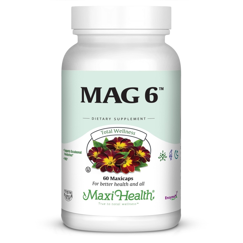Magnesium B6 Mag 6 Magnesium Glycinát s vitaminem B6 Podpora zdravé mineralizace kostí, Podpora Nerve & svalové funkce, Energetický metabolismus - Non- GMO, Vegan, Gluten zdarma, Kosher 60 Kapsle