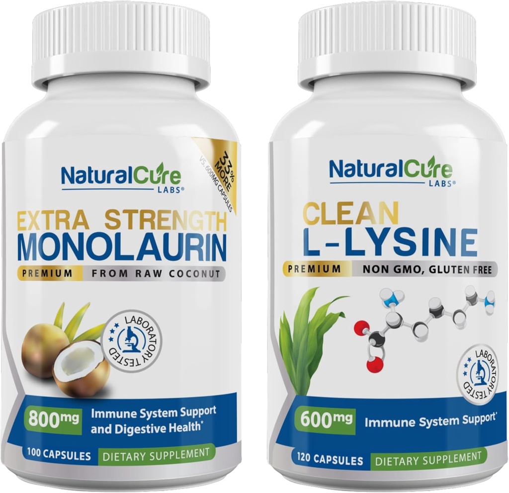 Labs Bundle: Extra síla Monolaurin 800mg + čistý L- lysin 600mg