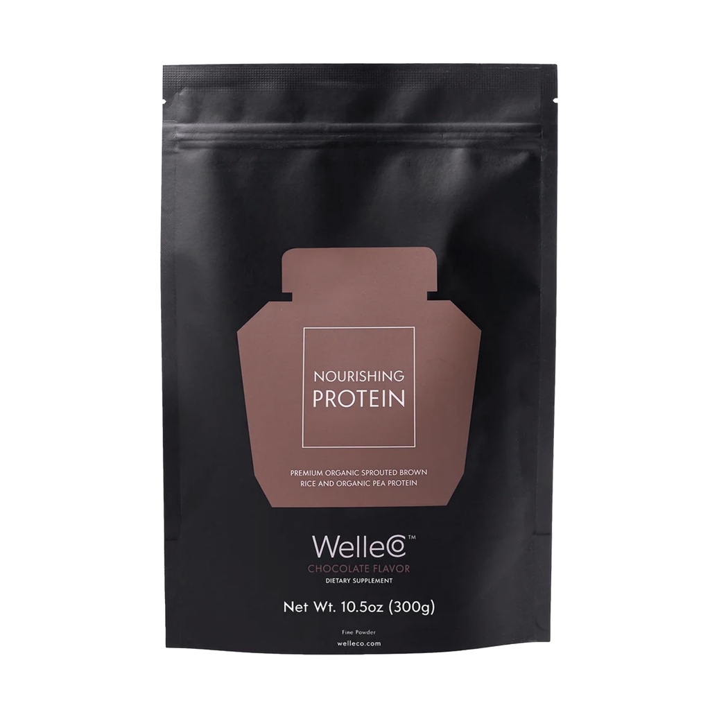 WelleCo Plant- Based Chocolate Protein Powder, Organic Brown Rice & Pea Blend, 16g Protein per Serving, Dairy- Free Supplement for Energy, Recovery & Daily Nutrition, 10.5 oz