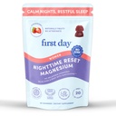 PRVNÍ DEN Dámské Nighttime Reset Calming Magnesium Gummies - Spánková pomoc podporuje mírový odpočinek, vyrovnaný nádech & energie - Doplněk s hořčíkem Citrát, L- Theanine & No Melatonin - 30- denní zásobování
