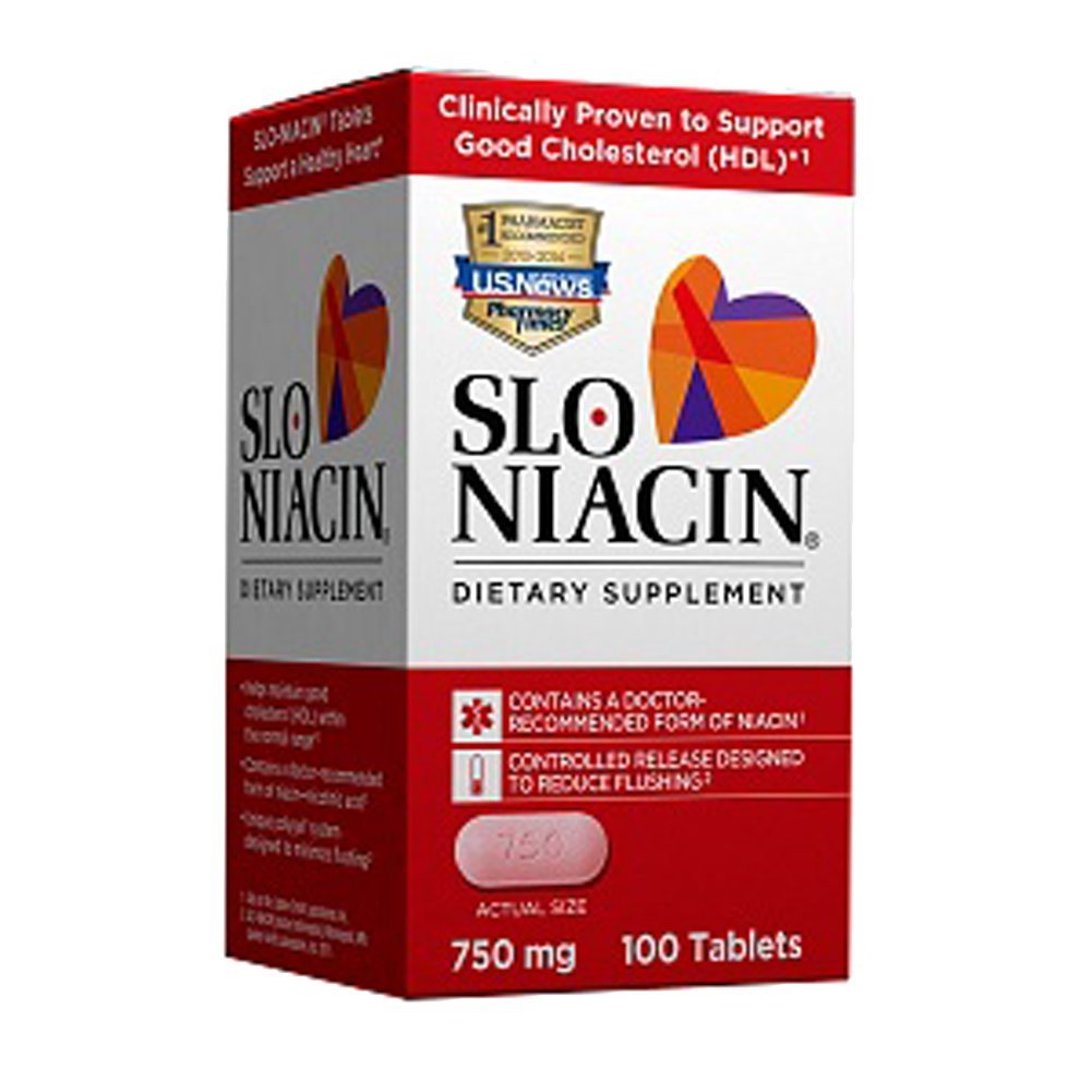 Slo- Niacin Polygel Controld- Release Niacin, 750 mg, 100 tablet