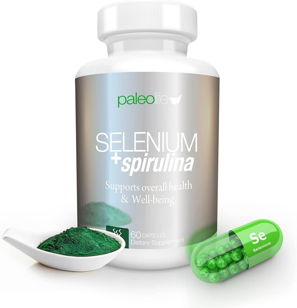 Zvýšení koncentrace, paměti a energie s Premium Selen + Spirulina - Premium Antioxidant dodatek pro funkci mozku - 60 denní dodávky (60 kapslí) - (1- balení)