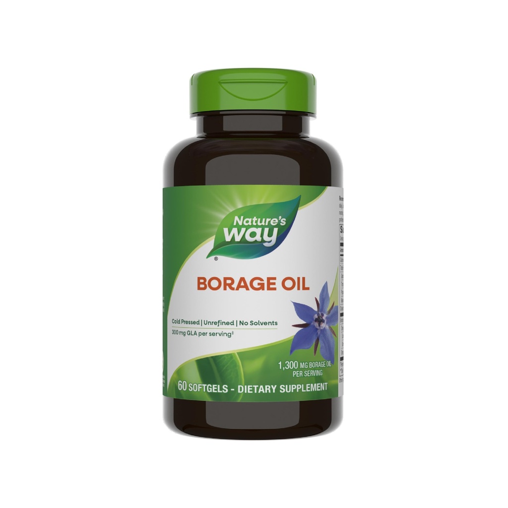 Nature 's Way Borage Oil, Cold Pressed & Unrafinated, GLA dodatek, 300 mg GLA a 440 mg Linoleová kyselina na servírování, 60 Softgels (Balení květen Vary)