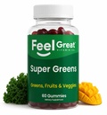 Super Zelené žvýkačky - Zelený Supplement se Špenát, Brokolice, Kale, Kořenová řepa, Elderberry pro podporu imunity - Ovoce a zeleninové doplňky - Meloun Flavor, 60 Gumy