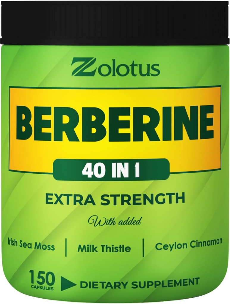 Zolotus Berberine dodatek 40 v 1, s Mosy moře, Skořice, Mléko Thistle, jablečný ocet, Quercetin pro stravení, imunitní systém a srdce zdraví