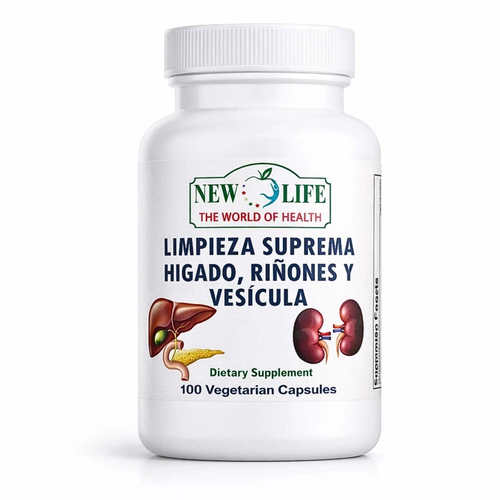 Nový život Limpieza Suprema Hígado Riñones y Vesicula, Zdravá játra, Kořen pampelišky, Mléko Thistle Extract, 100 Kapsle