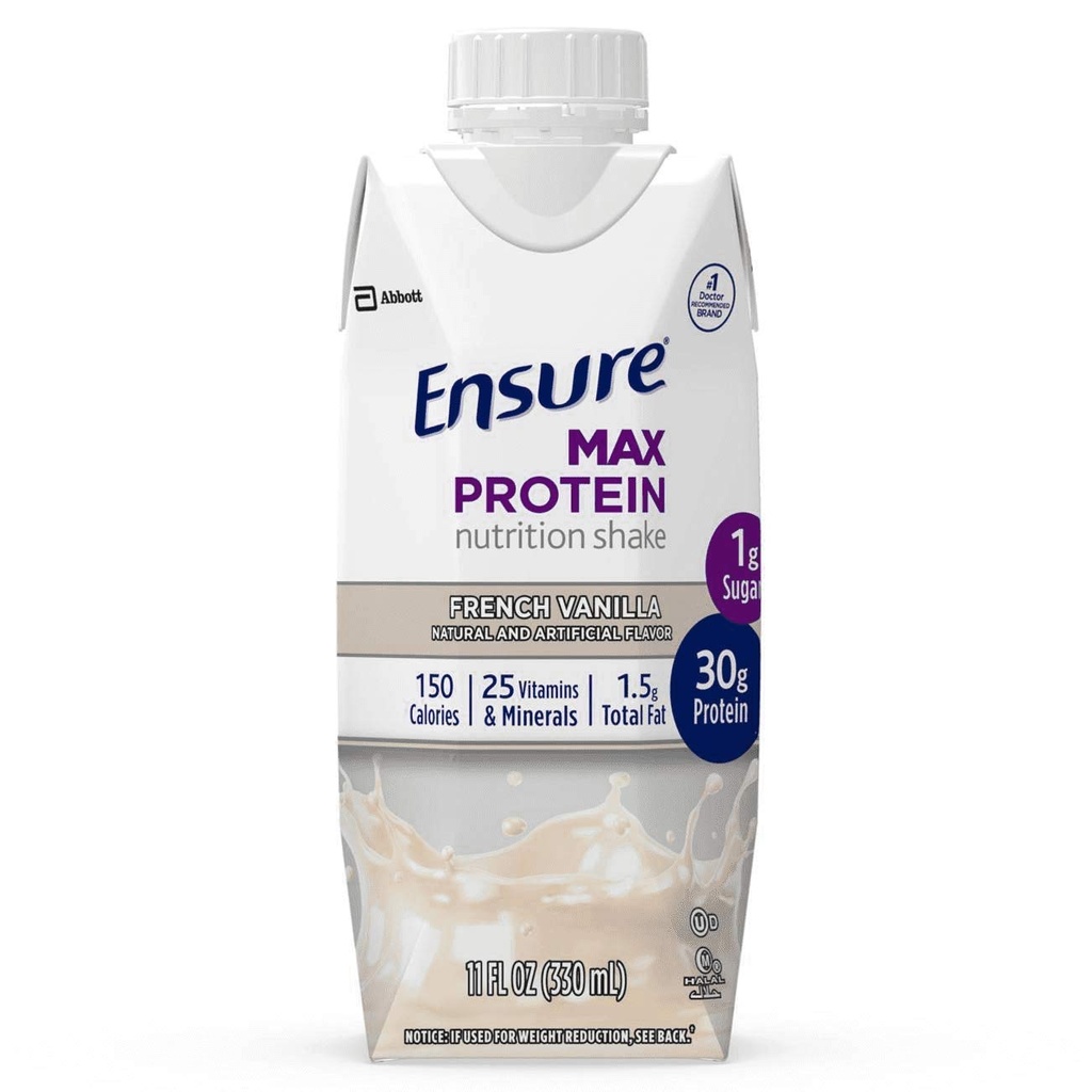 Zajistit Max Protein Nutrition Shake French Vanilla 4 Krabičky, Celková hmotnost 44 fl oz