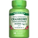 Nature 's Truth Cranberry koncentrát pilulky 30,000mg colum124; Plus vitamín C colum124; Triple Strength Support Capsules Cranberry Concentrate Pills 30,000mg Cluten & gluten zdarma