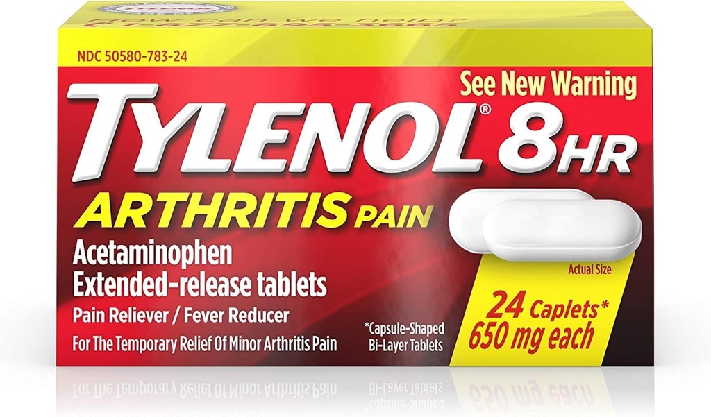 Tylenol 8 hod. Artritida Reliéf bolesti - Acetominofen Extended - Release Tablety, Reliever bolesti / Reducer horečky, 24 Kaplety, 650 miligramů každý (2- Pack)