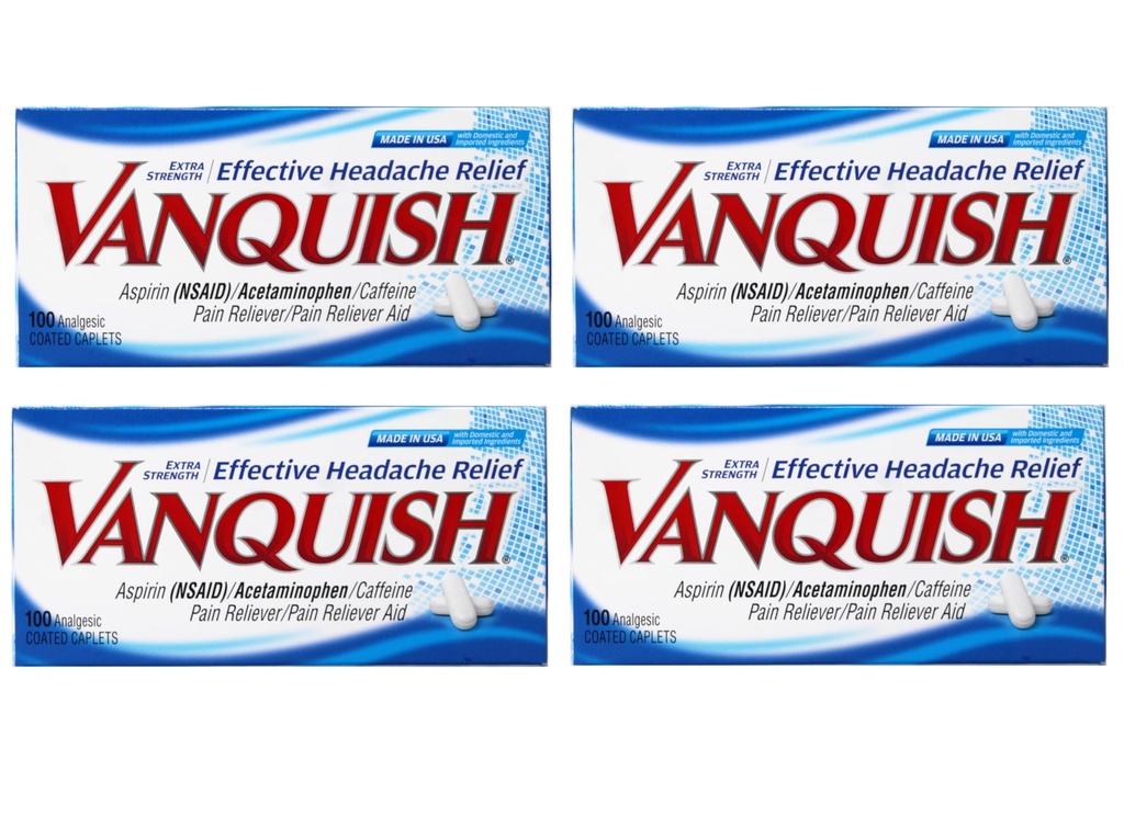 Vanquish Extra Strength Pain Reliever Caplets, 4 Počet