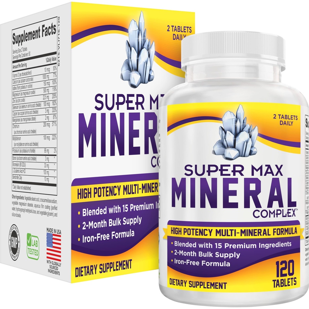 2-Month Multiminerální dodatek (Železo zdarma) Přírodní Multiminerály CLAS124; High-Potency Multi Minerální doplňky (15-in-1) Míchané minerály Vzorec CLAS124; Minerální komplex CLAS124; 60- Day Bulk Dodávka CLAS124; 120 Tablety
