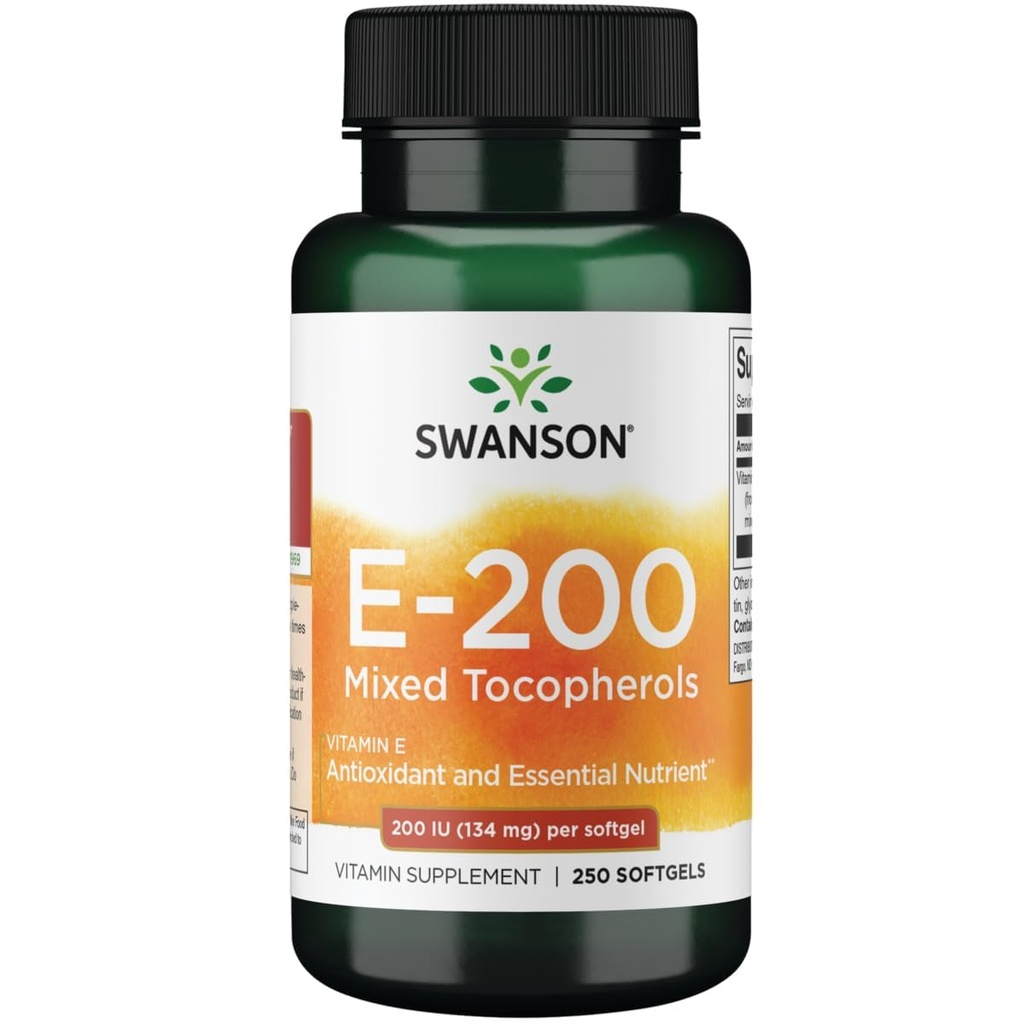 Swanson Vitamin E Smíšené Tokoferoly 200 Iu (134 miligramů) 250 Sgels