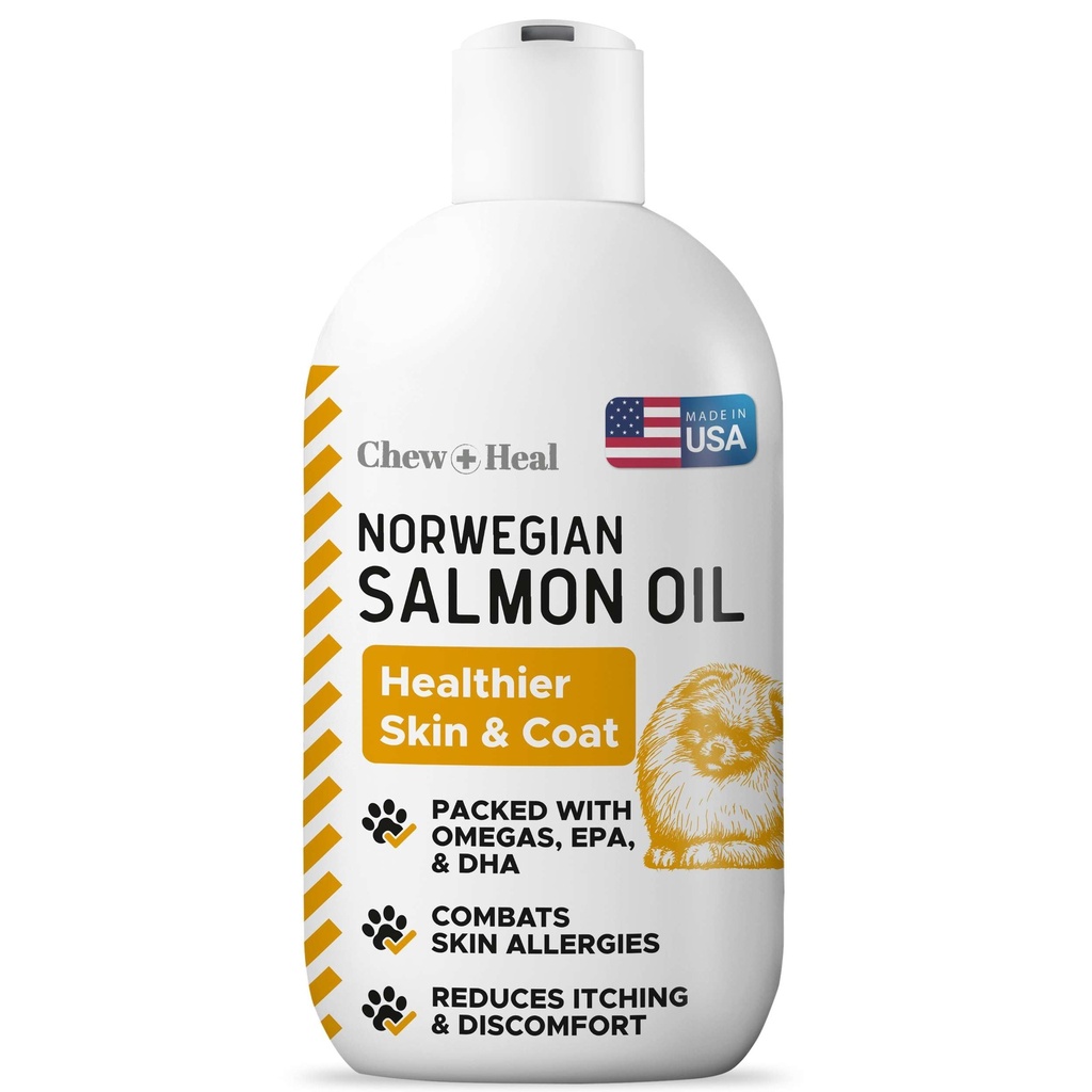 Losos olej pro psy - Premium Fish Oil for Skin and Coat Health - Omega 3 dodatek - Podporuje Itchy Skin - 8 oz Liquid - Norský pes losos olej - Essential Dog Dodatek