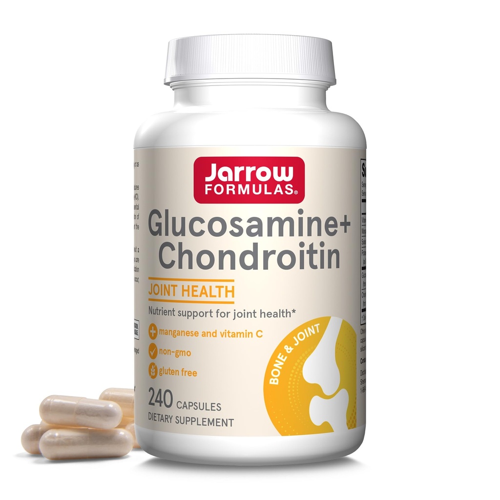 Jarrow Diplomas Glucosamin + Chondroitin - 240 Kapsle - Nutriční podpora společného zdraví - s vitaminem C & Manganese - 60 Služeb