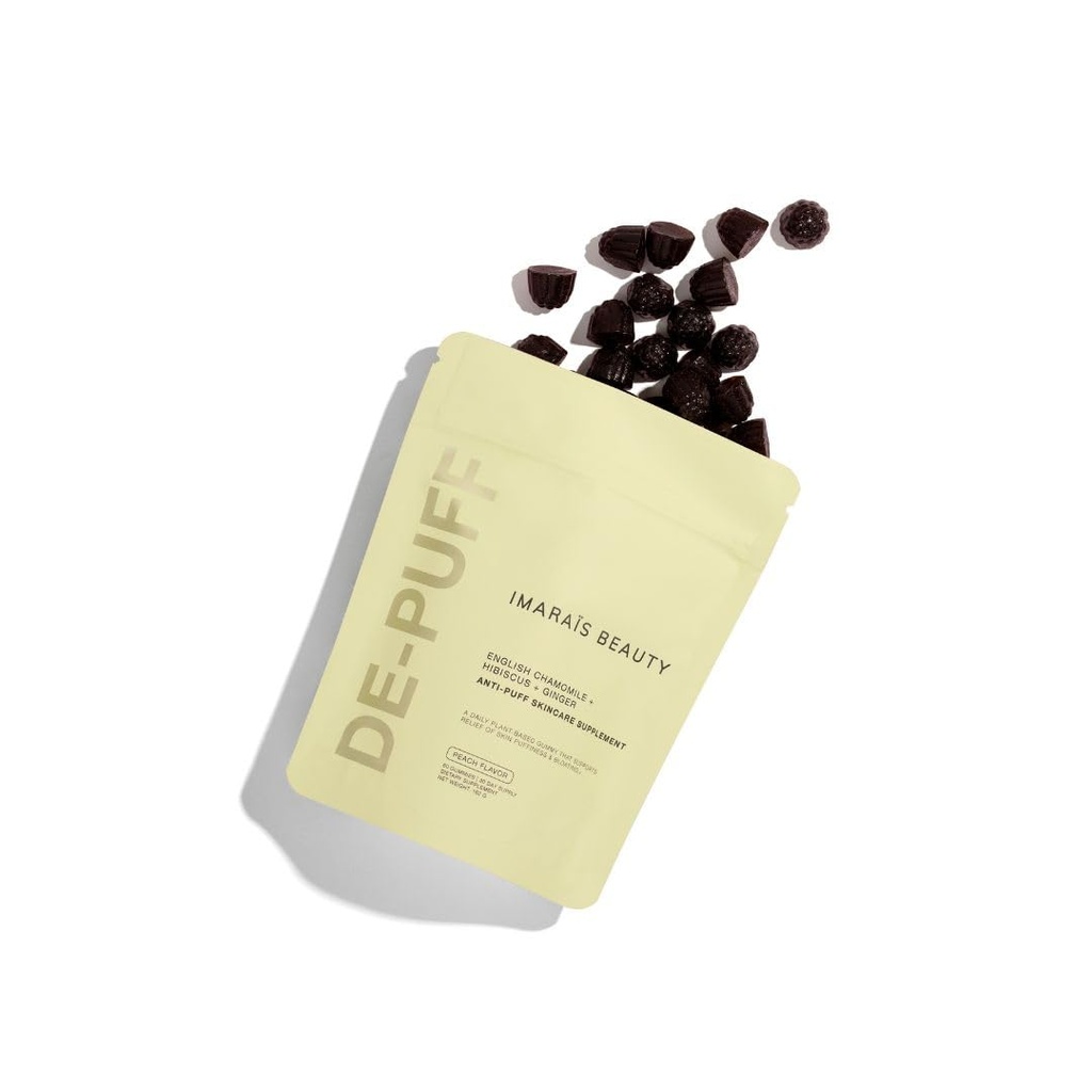 IMARAÏS Beauty by Sommer Ray Depuff Anti- Bloat Gummy - Anglický heřmánek, Hibiscus, Ginger - Podporuje zdraví pleti, Gut Health, Skin Bloat & Pufness - Cukr zdarma, PETA-Certified