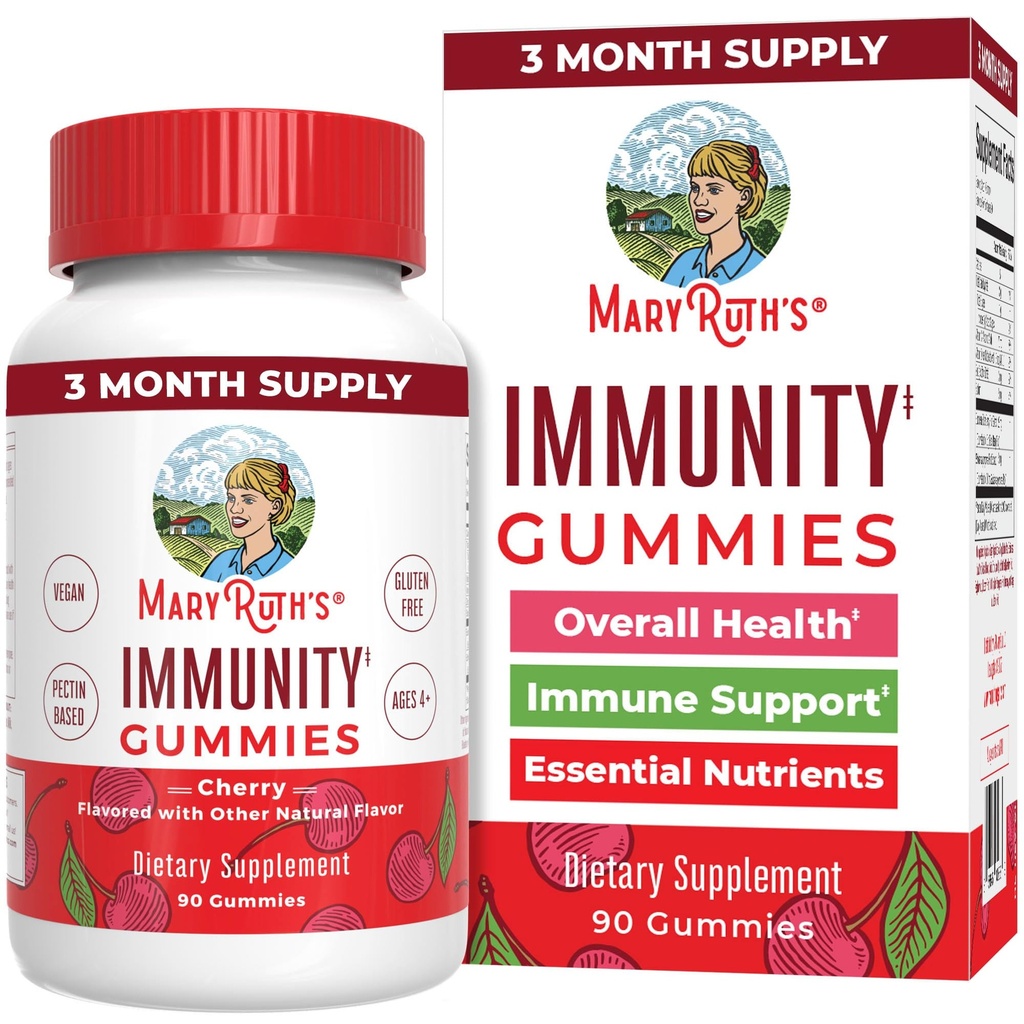 Panny Marie Ruth 5-1 Gummie imunity s Elderberry pro děti a dospělé 124; třešně 124; Pectin na bázi 124; Vegan 124; 90 Počet