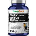 NusaPure Black Seed Oil 1 000 mg / Serving 180 Softgel Kapsle (Non- GMO, Vegetarian) Bez hexanu
