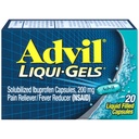 Advil Liqui- Gels Pain Reliever and Fever Reducer, Pain Medicine pro dospělé s Ibuprofen 200mg pro bolest hlavy, záda, menstruační bolest a kloubní bolest - 20 tekuté plněné kapsle