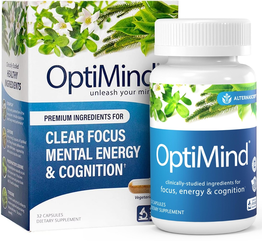 Optimind Bacopa Monnieri Mozek dodatek pro paměť a zaměření, Nootropics with Fosfatidylserine, Huperzin A, Non- GMO, Klinicky studované přísady, 32 Kapsle