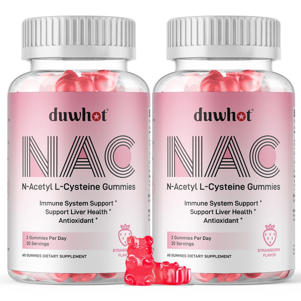 NAC Gummies 600mg, N Acetyl Cysteine Supplement NAC Chewable for Antioxidants & Imunitation Support, Lung & Heat Health, Natural Strawberry Flavor, 120ct