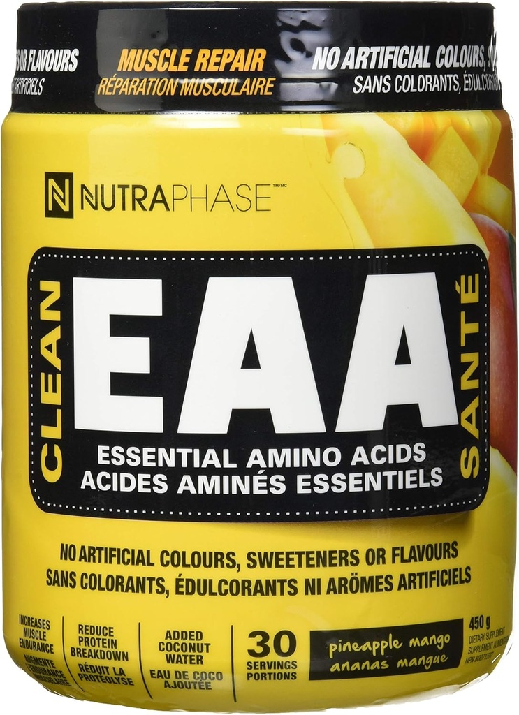Nutraphase Clean EAA, All Natural, Vegan Friendly, Gluten Free, Amazing Taste, Ananas Mango, 30 Serings, 16 Ounce