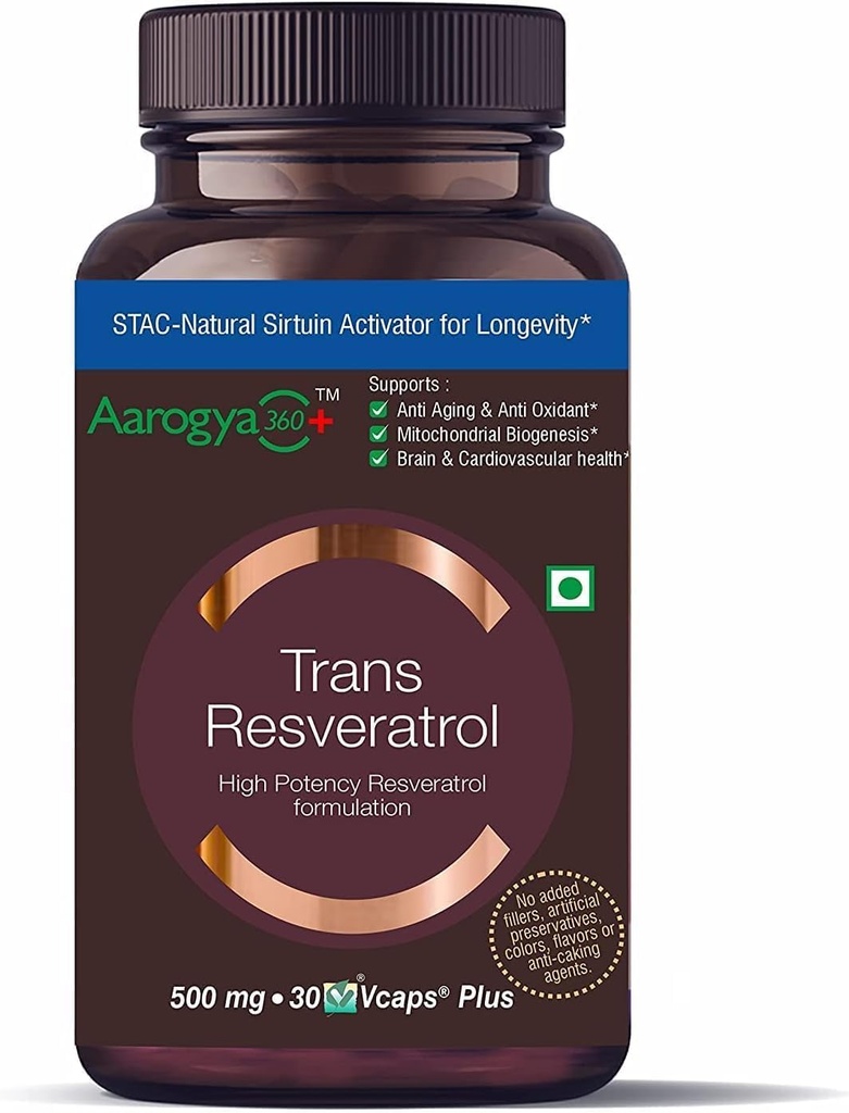 Čisté Trans Resveratrol 500 mg s Bio Perine Anti Aging Kožní péče Antioxidant dodatek pro srdeční zdraví a denní imunitní podpora 30 Veg Kapsle 124; pro Superior Absorpce
