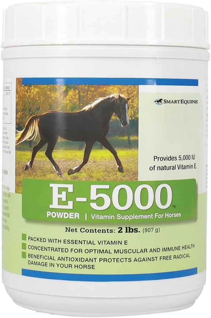 E5000 Prášek 124; Vitamin E pro koně 124; Antioxidant Podpora s koňským vitamínem E dodatek 124; Koncentrovaný pro optimální svalovou a wellness podporu 124; 2 lb