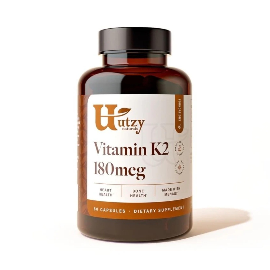 Utzy Naturals Vitamin K2 PHARMAN124; 180 mcg MenaQ7 ® Forma K2 PHARMAN124; Vyrobeno v USA PHARMAN124; 60 Kapsle