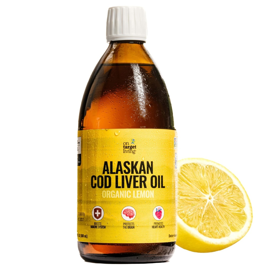 Na Target Living Aljašský Cod Jaterní olej kapalný 124; Organic Lemon Flavor 16.67 oz CLAND124; Line Chycen v USA 124; Přirozeně Ocurring vitamin D CLAND124; Bohatí v Omega 3 DHA / EPA CLAND124; Non- GMO Projekt Certifikovaný