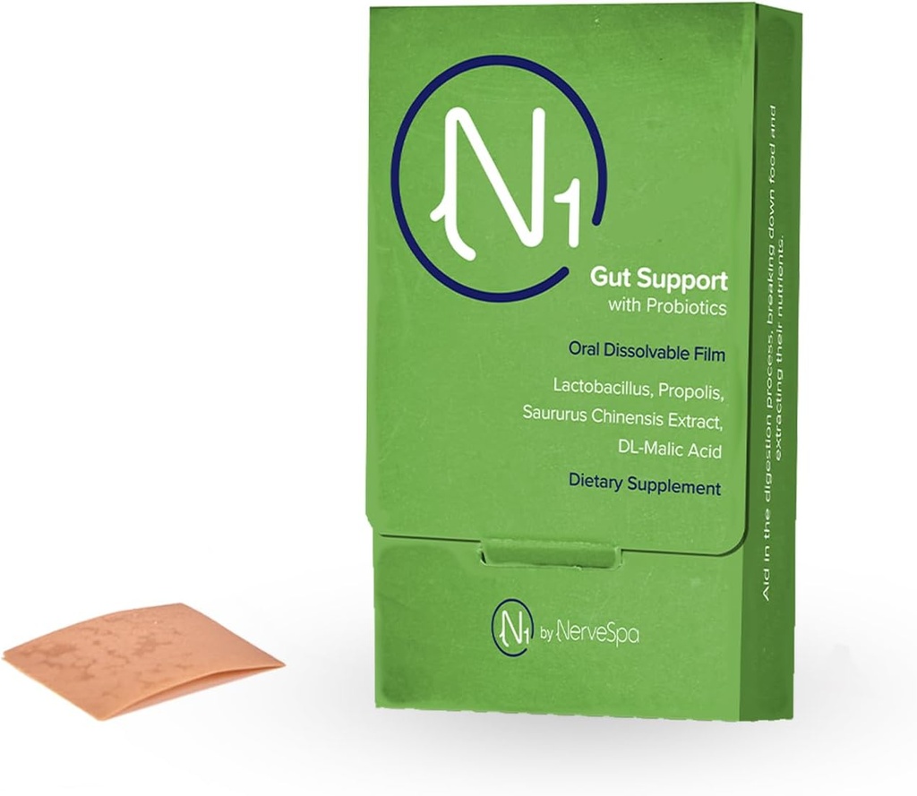 M PAIN Management TECHNOLOGIES Gut Support with Probiotics Oral Disolventable Film N1 by NerveSpa - Zlepšit stravovací, Základní Probiotika, Zlepšit absorpci živin, 10 Filmů / Box