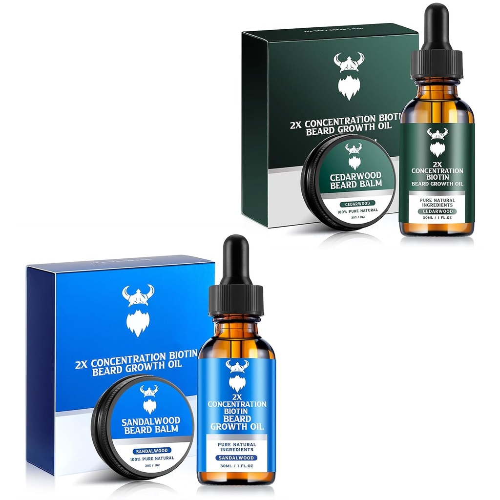 Sandalwood Beard Růstový olej s 2X Koncentrace Biotin pro muže a Cedarwood Beard Růstový olej s 2X Koncentrace Biotin pro muže Přirozené ingredience & Thousens Facial Hair Růst