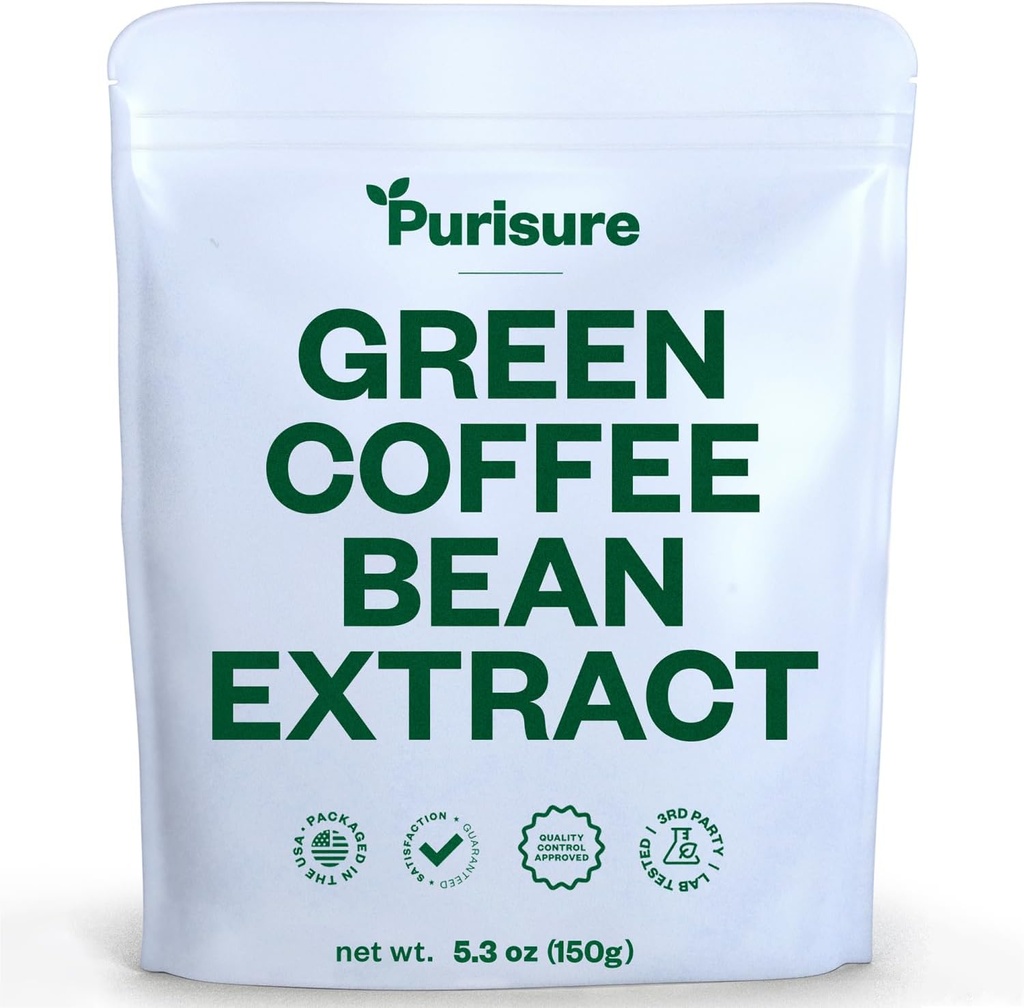 Volný čas Green Coffee Bean Extract 150g, Zelená káva s chlorogenovou kyselinou, Tělo Detox a Čistota pro ženy a muže, Přírodní Appetite Suppressant na podporu vitality a energie, 750 Služeb