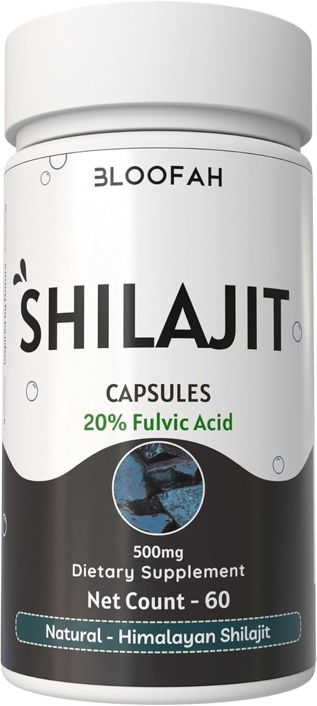 Shilajit Kapsle 500mg insulinum 124; 20% Extract Powner 124; Purified Ashaltum Supplement High- Potency Concentrated Extract 124; Non- GMO, Gluten- Free Supplium 124; Premium Quality (60 Počet balení po 1)