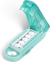 DUBSTAR Pill Cutter Splitter pro malé a malé pilulky, Vícenásobné Pill Culters pro malé nebo velké pilulky, Nastavitelný Pill Splitter s uzavíracím zařízením a čepelí pro více tablet (Cyan)