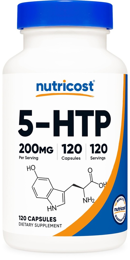Nutricost 5- HTP 200mg, 120 Vegetariánských kapslí (5- Hydroxytryptofan) - Non- GMO & gluten zdarma