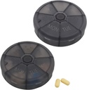 Přenosný týdenní pilulkový organizátor 7 den Pills Kontejner, kulatý pilulka Pouzdro Cestování Friendly, Denní týden Pouzdro na připomínku Pill, BPA-zdarma vitamín, dodatek, rybí olej, Planner léků (Black)