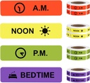 Lékařské nálepky Léčebné návody Nálepka na permanentní papír etiketa AM NOON PM Bedtime for Pill Case Planner 0.4 * 1.6inch (500 per Roll 4 Pack)