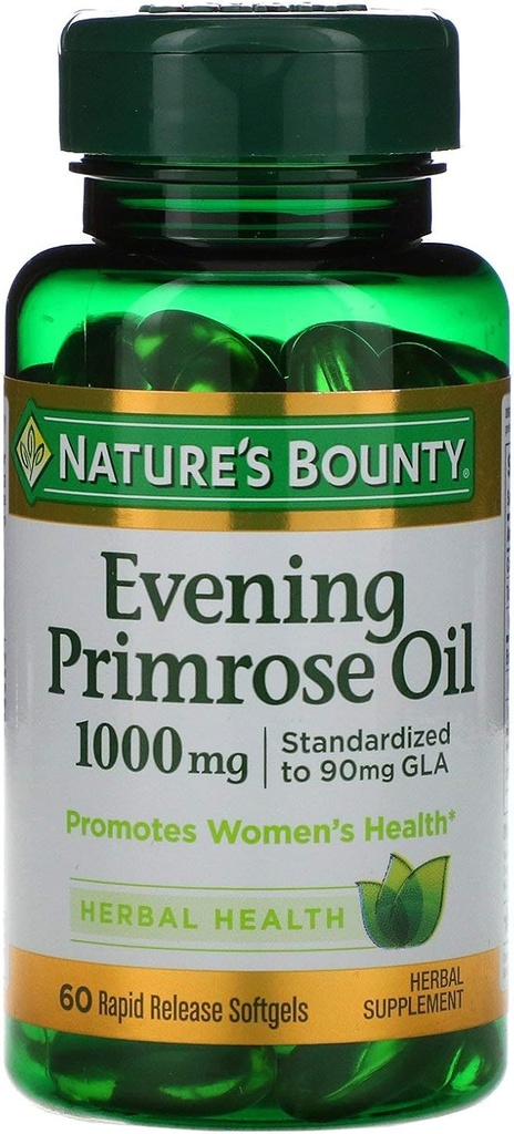 Příroda 's Bounty Evening Primrose Oil 1000 mg - 60 Rychlé uvolnění Softgeles