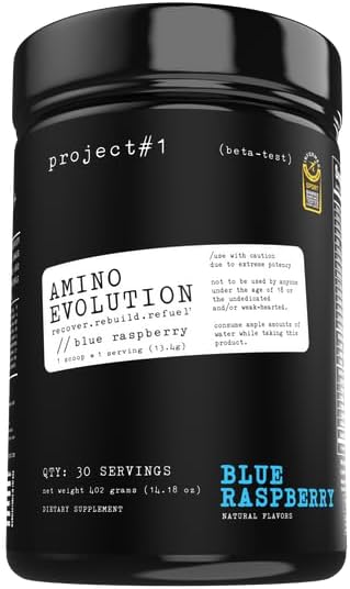 Projekt # 1 AminoEVOVOLACE: Muscle Support & Recovery 124; BCAA 's, EAA' s, Electrolytes Powder 124; Keto- Friendly Energy Boost CLAS124; Pre Workout for men & Women CLAS124; 30 Servings - Blue Raspberry CLAS124; Amino Acids