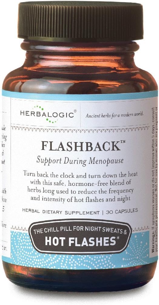 Herbalogika - Flashback Herb Kapsle - Přírodní úleva pro menopauzální návaly horka, noční pocení, nespavost, podrážděnost a moodů - 30 Cap Count